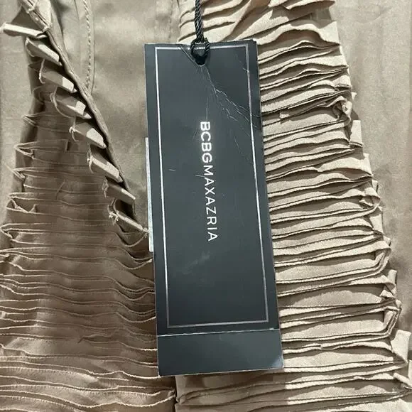 NEW BCBGMaxAzria‎ Pleated Front Panel Dress in Mocha Size Large - Picture 8 of 11